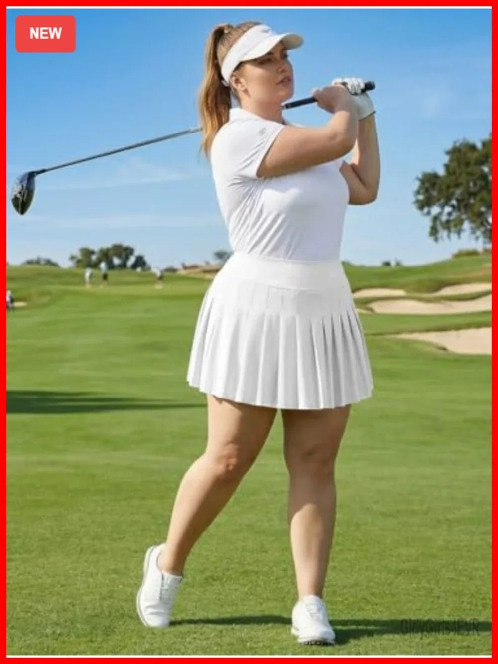 Plus Size Pleated Tennis Skirt with Shorts High Waist Athletic Golf Skort